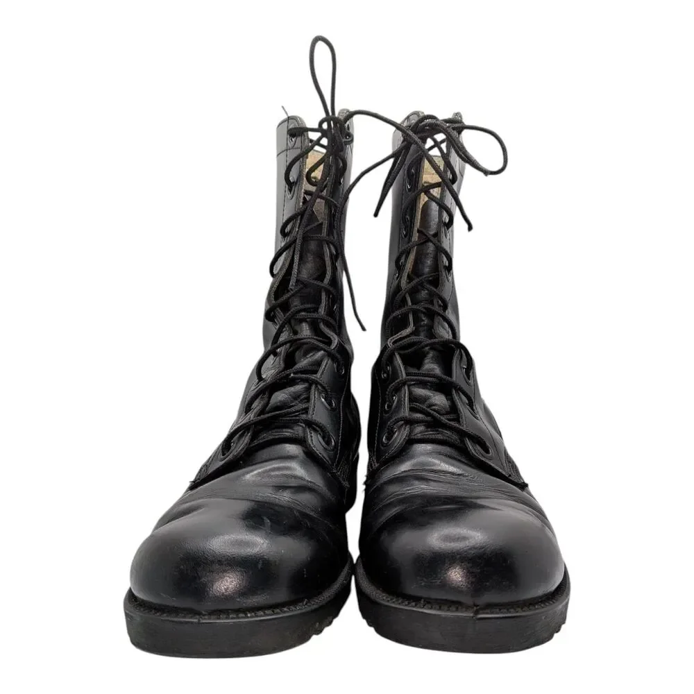 Genesco Mens 9N Black Leather Combat Vintage 1968 Military Work Boots Goth Punk